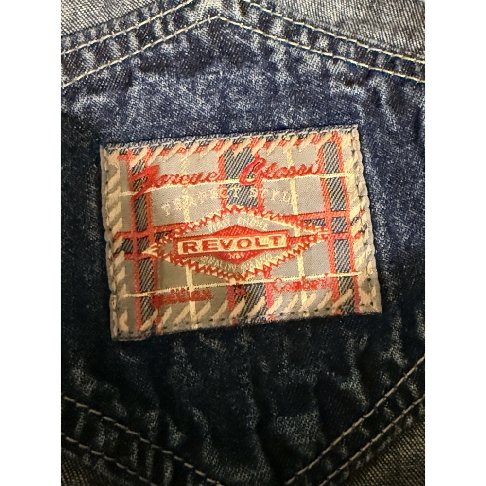 NWT Revolt Women Bib Overalls M Wide Leg Carpenter Vintage 90s Blue Stripe Denim - Picture 12 of 13